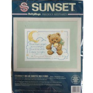 Sunset Cuddly Bear Birth Record 1994 No. 13591 Cross Stitch Kit